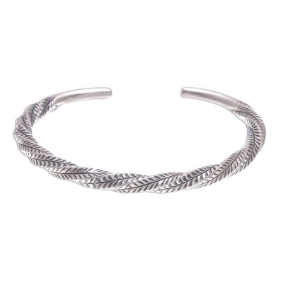 Geometric Sterling Silver Cuff Bracelet from Thailand