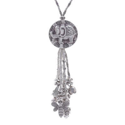 950 Silver Elephant Charm Pendant Necklace