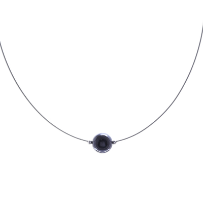 Black Agate Modern Pendant Necklace from Thailand