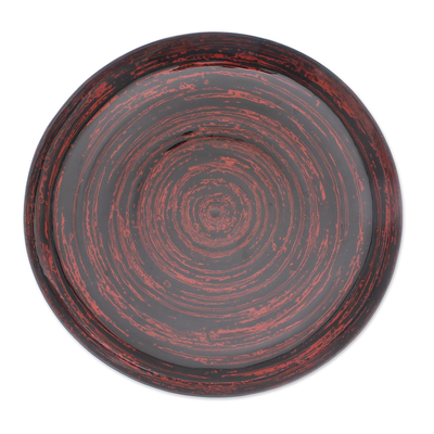 Decorative Lacquered Bamboo Plate from Thailand