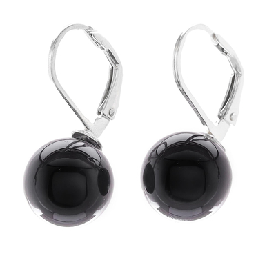 Black Calcite and Sterling Silver Earrings from Thailand