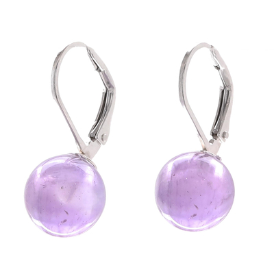 Purple Amethyst and Sterling Silver Earrings from Thailand