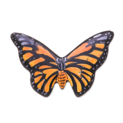 Artisan Crafted Ceramic Butterfly Brooch Pin