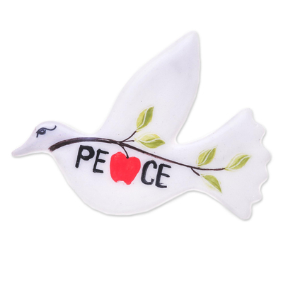 Dove of Peace Brooch Handmade from Ceramic