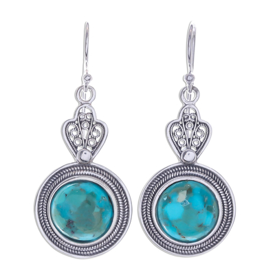 Handcrafted Thai Sterling Silver and Chrysocolla Earrings