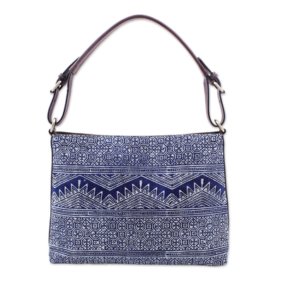 Blue Batik Print Cotton Hill Tribe Style Handbag
