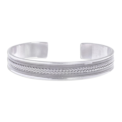 Patterned Sterling Silver Cuff Bracelet