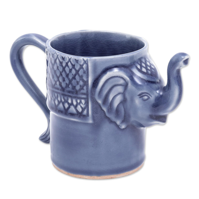 Blue Celadon Ceramic Elephant Mug