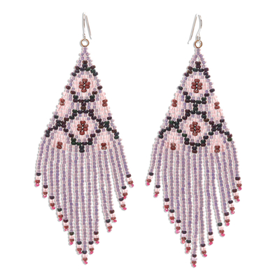 Pink/Multi Long Beaded Waterfall Earrings