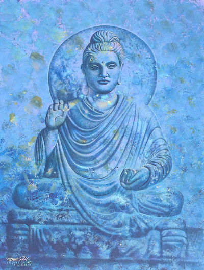 Original Acrylic on Canvas Buddha Painting
