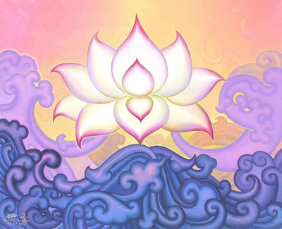 Buddhist Lotus Acrylic on Canvas Painting