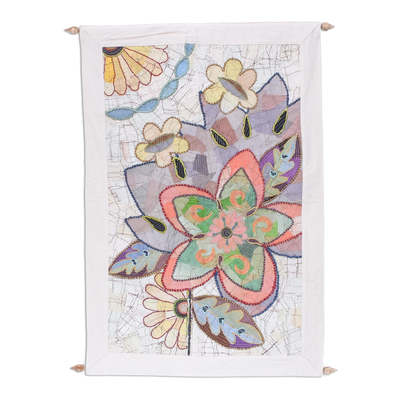 One-of-a-Kind Cotton Batik Floral Wall Hanging