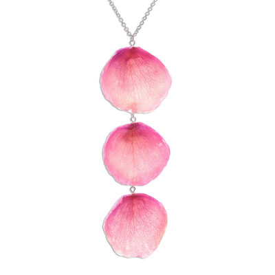 Natural Pink Rose Petal Necklace from Thailand