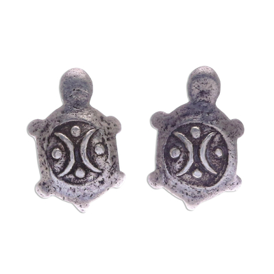 Cute 950 Silver Turtle Stud Earrings