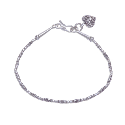 Silver Link Bracelet with Heart Charm from Thailand
