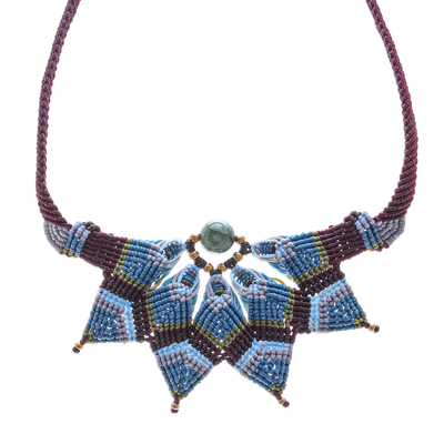 Agate Macrame Statement Necklace from Thailand
