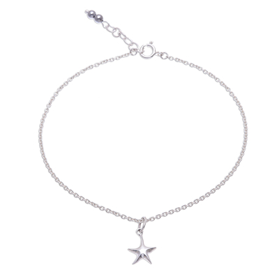 Sterling Silver Starfish Hematite Ankle Bracelet
