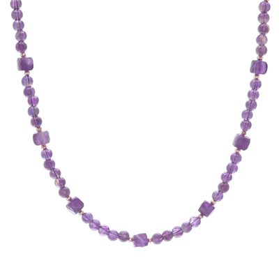 Amethyst Beaded Necklace with Extender Chain
