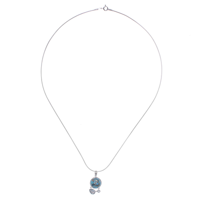 Reconstituted Turquoise and Blue Topaz Pendant Necklace