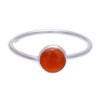 Simple Sterling Silver and Carnelian Ring