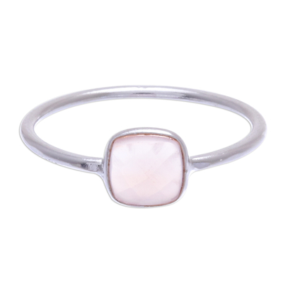 Hand Crafted Pink Chalcedony Solitaire Ring