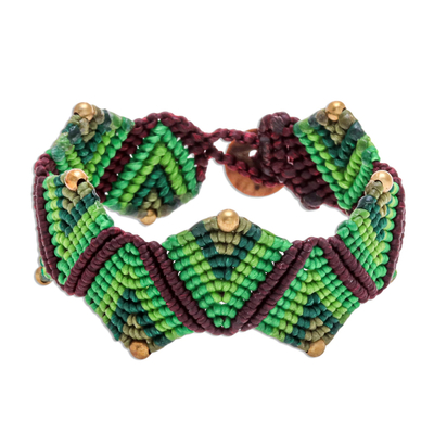 Green Macrame Waxed Cord Wristband Bracelet