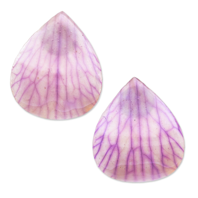 Hand Made Orchid Petal Button Earrings