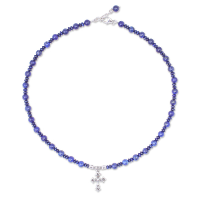 Handmade Lapis Lazuli Beaded Pendant Necklace