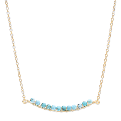Gold Plated Reconstituted Turquoise Bar Necklace