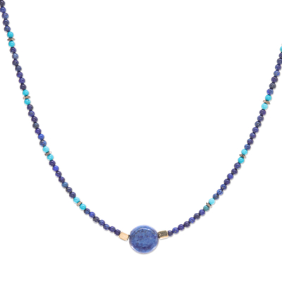 Lapis Lazuli Howlite Beaded Pendant Necklace