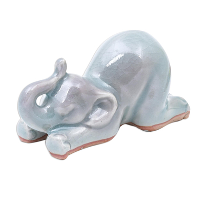 Hand Made Ceramic Elephant Yoga Figurine