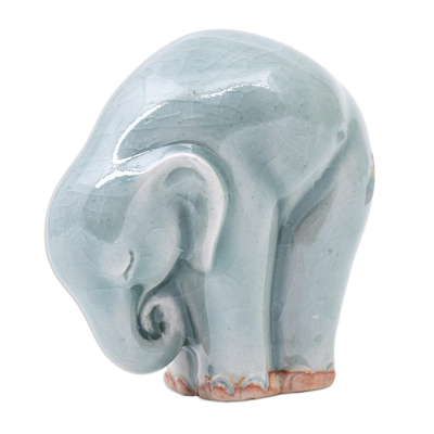 Ceramic Elephant Yoga-Themed Figurine from Thailand