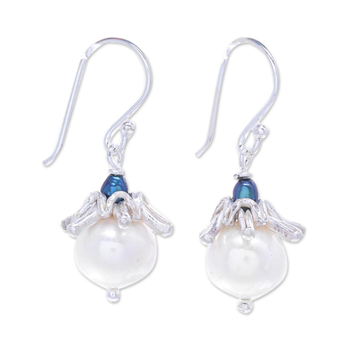 Cultured Pearl and Sterling Silver Dangle Earrings