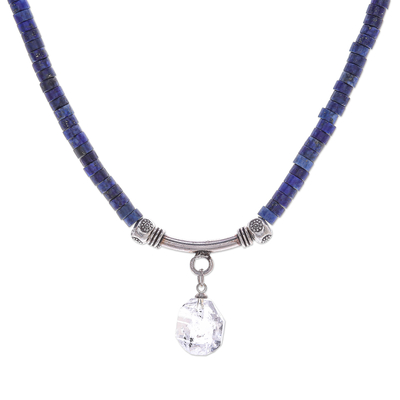 Handmade Clear Quartz and Lapis Lazuli Pendant Necklace
