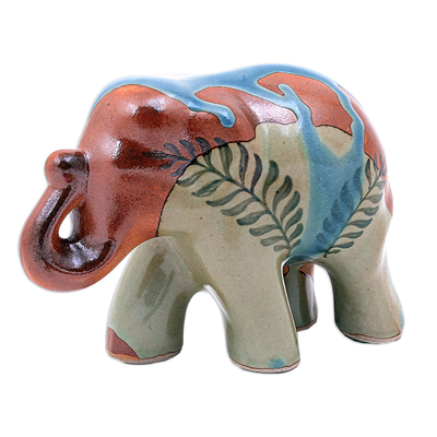 Hand Made Celadon Ceramic Elephant Sculpture