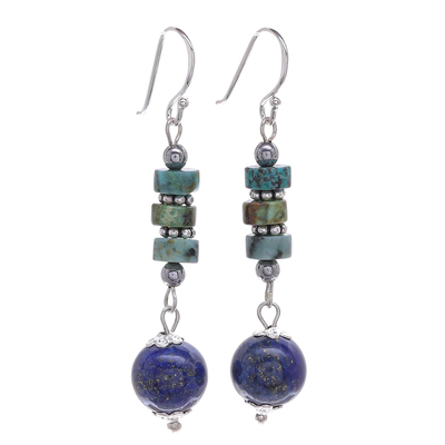 Handmade Lapis Lazuli and Hematite Dangle Earrings