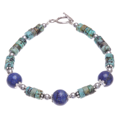 Hand Crafted Lapis Lazuli and Hematite Pendant Bracelet