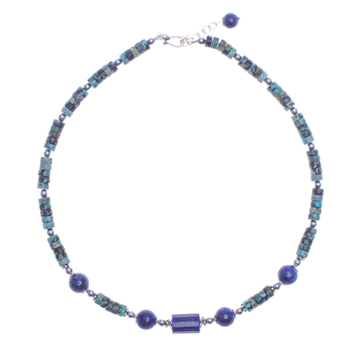 Handmade Lapis Lazuli and Hematite Pendant Necklace