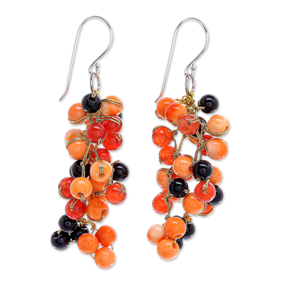 Hand Crafted Orange Agate Dangle Earrings