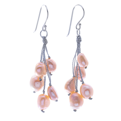 Artisan Crafted Cultured Freshwater Pearl Dangle Earrings