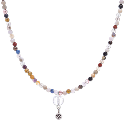 Hand Threaded Jasper and Agate Pendant Necklace