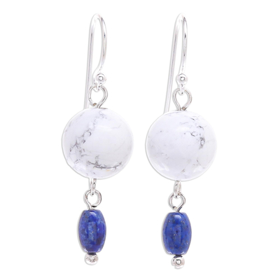 Hand Crafted Howlite and Lapis Lazuli Dangle Earrings