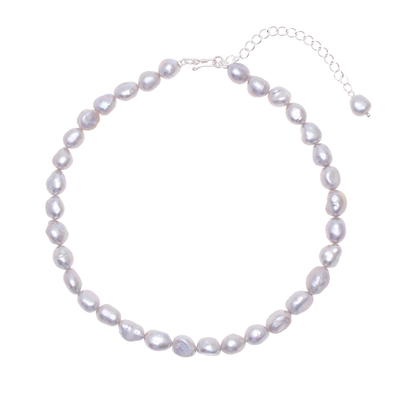 Grey Cultured Freshwater Pearl Choker Necklace