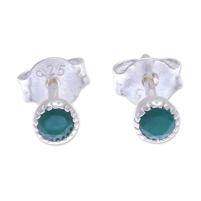 Green Onyx and Sterling Silver Stud Earrings