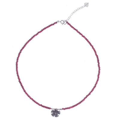 Quartz and Karen Silver Pendant Necklace