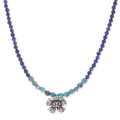 Lapis Lazuli and Karen Silver Pendant Necklace