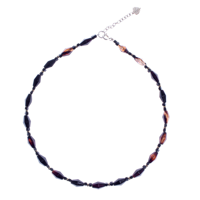 Hand Crafted Agate and Onyx Beaded Necklace