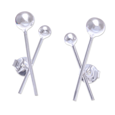 Artisan Crafted Sterling Silver Button Earrings