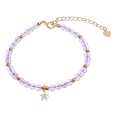 Gold-Plated Sterling Silver and Amethyst Charm Bracelet