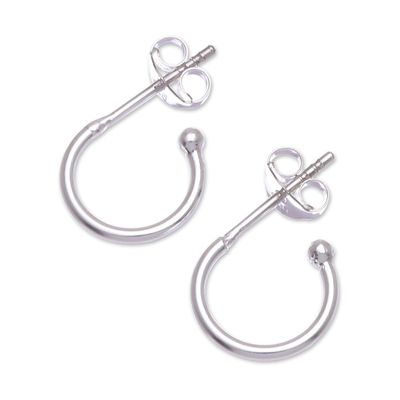 Artisan Crafted Sterling Silver Half Hoop Earrings